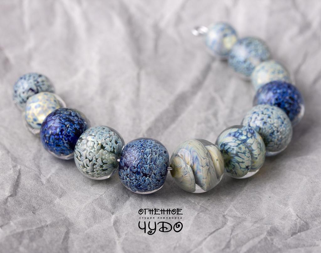 Бусины лэмпворк: «Шторм на море»