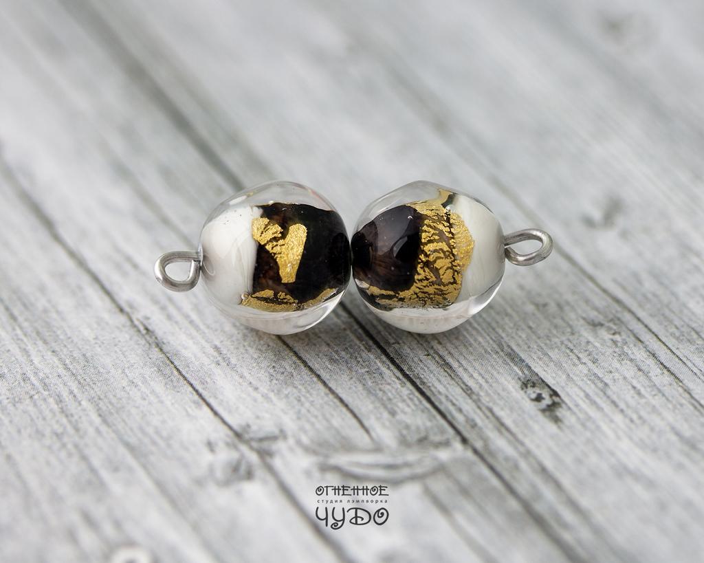 Бусины лэмпворк: «Мистерия»_ пара на серьги