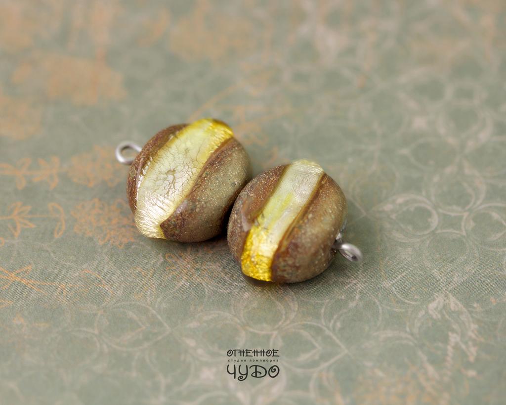 Бусины лэмпворк: «Тонатиу»_пара на серьги