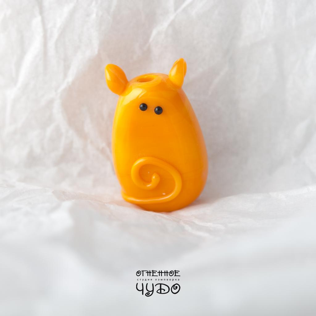 Бусина лэмпворк «Котик»_рыжий