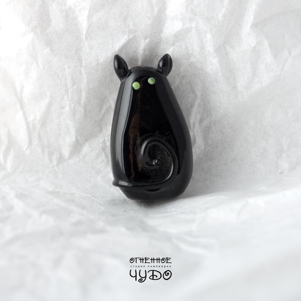 Бусина лэмпворк «Котик»_Черныш