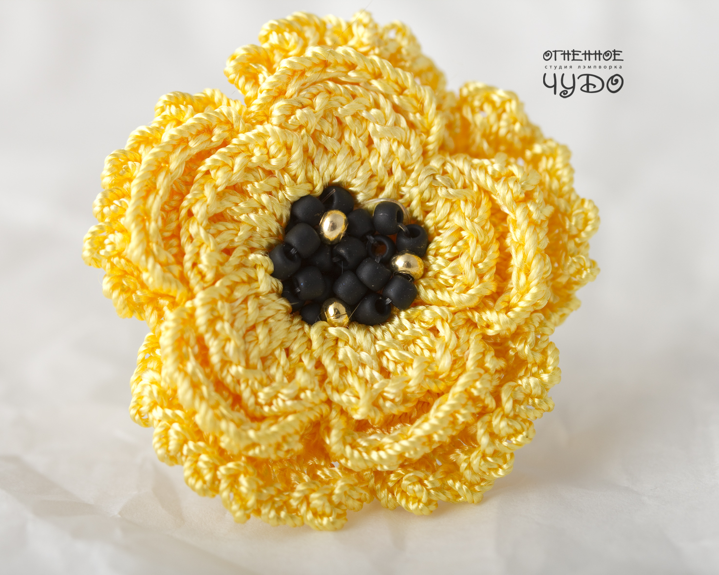 Кольцо «Цветок» _желтое