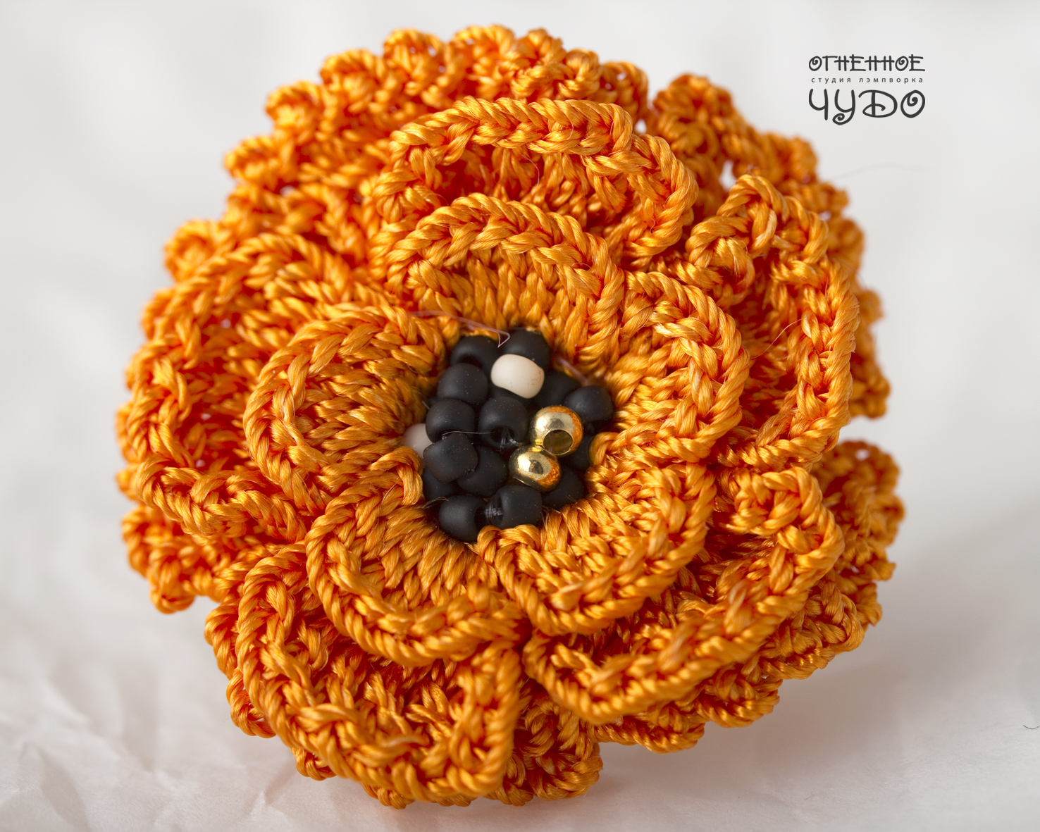 Кольцо «Цветок» _оранжевое