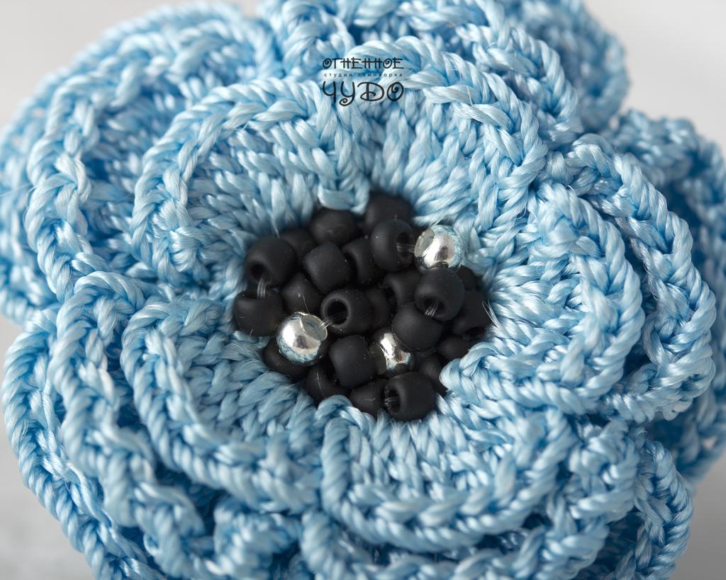 Кольцо «Цветок»_голубое