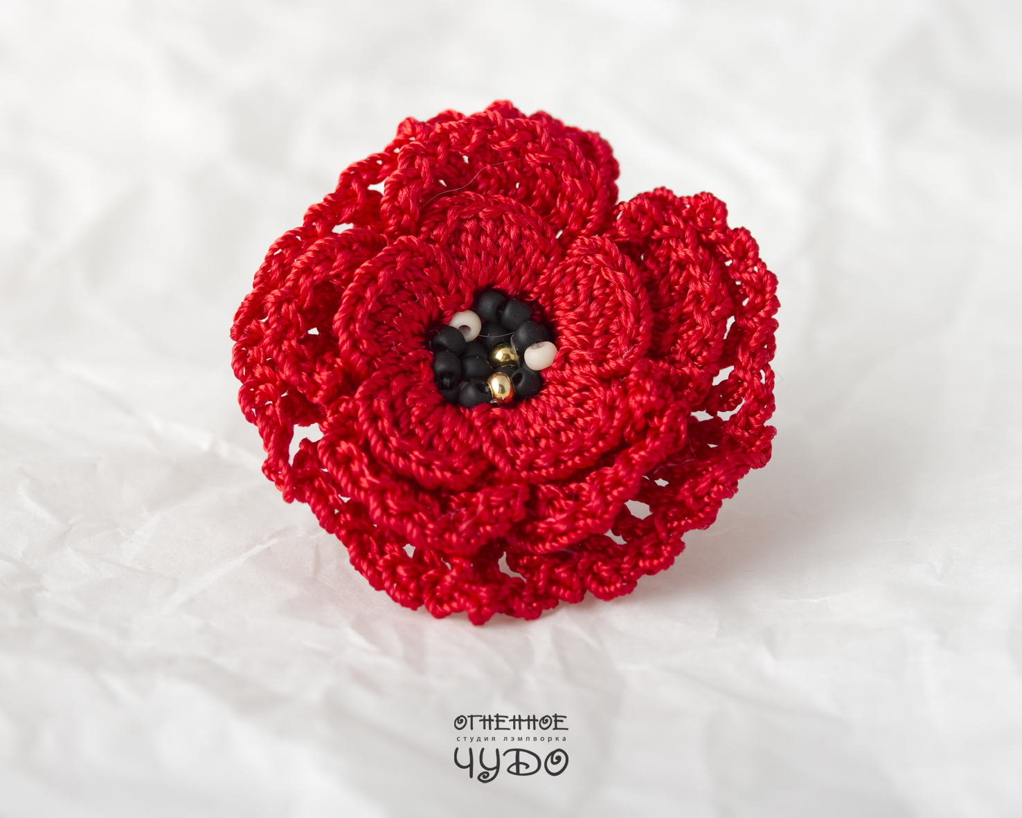 Кольцо «Цветок»_красное