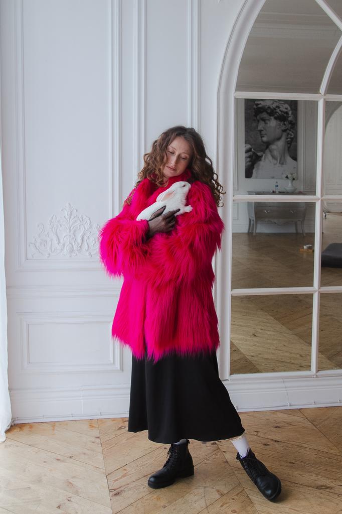 Шуба фуксия из эко-меха