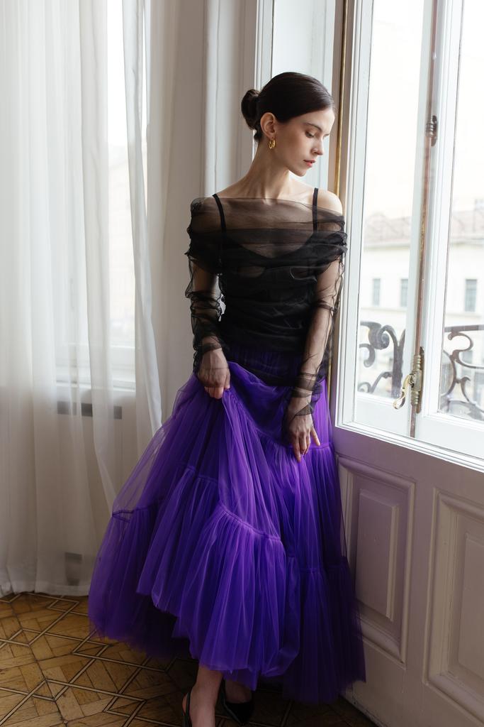 Драпированная блуза из фатина