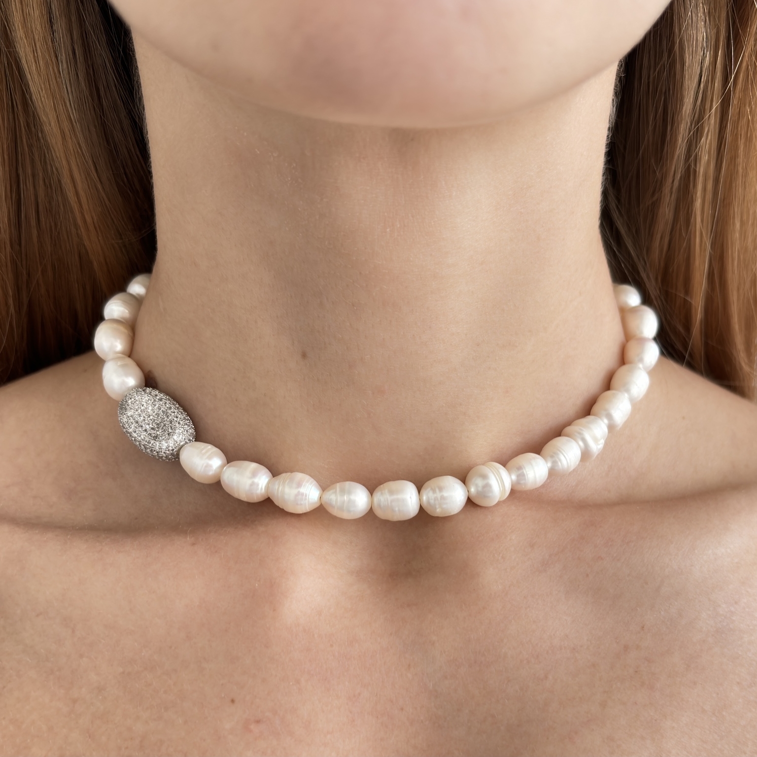 чокер из натурального жемчуга