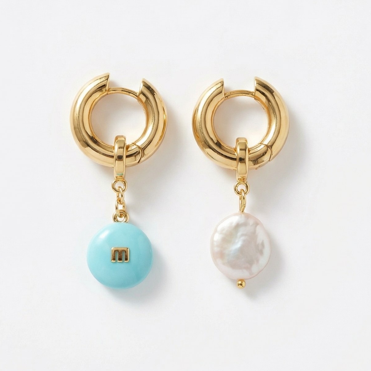 Серьги M&M light blue + pearl
