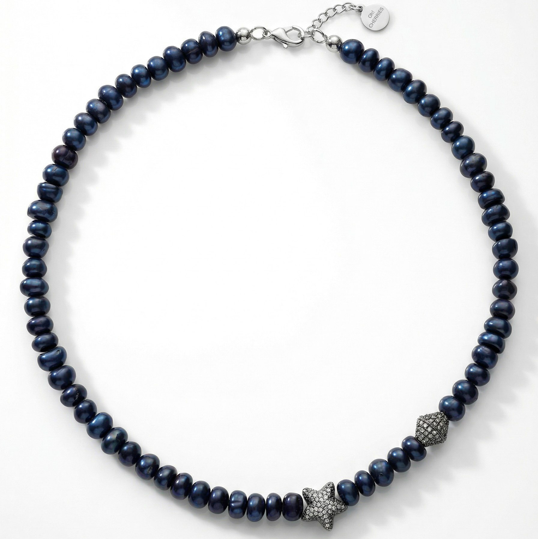 Колье  dark blue pearl+star