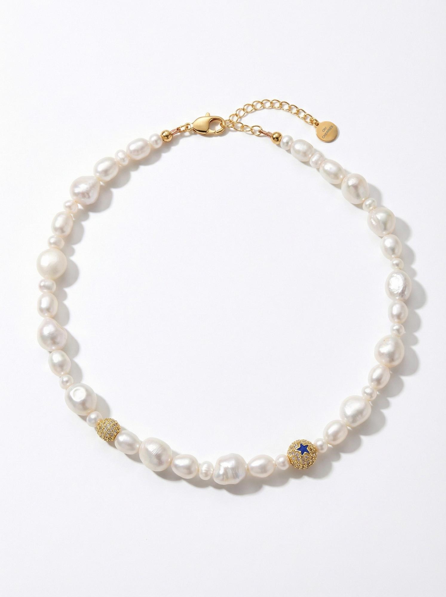 КОЛЬЕ PEARL + STAR gold color