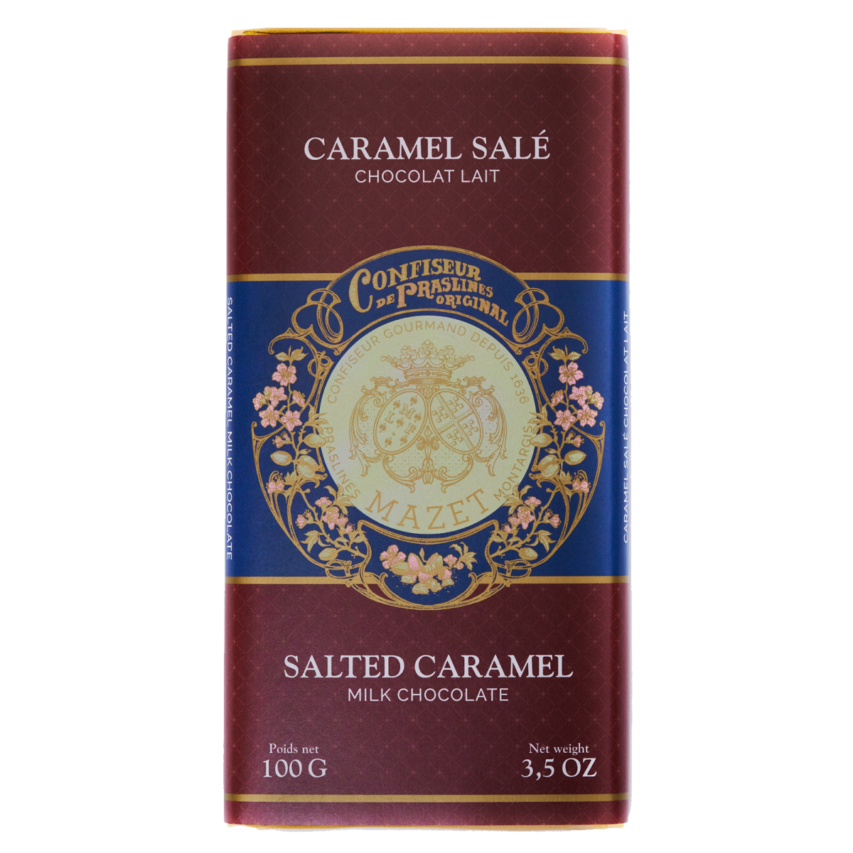 Плитка молочного шоколада Mazet с соленой карамелью, 100 г