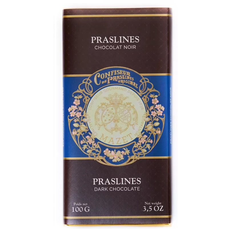 Плитка темного шоколада Mazet с пралине, 100 г