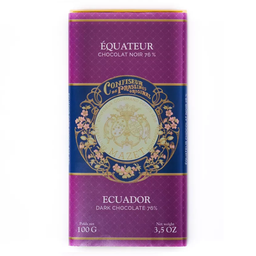 Плитка темного шоколада Mazet Ecuador 70%, 100 г