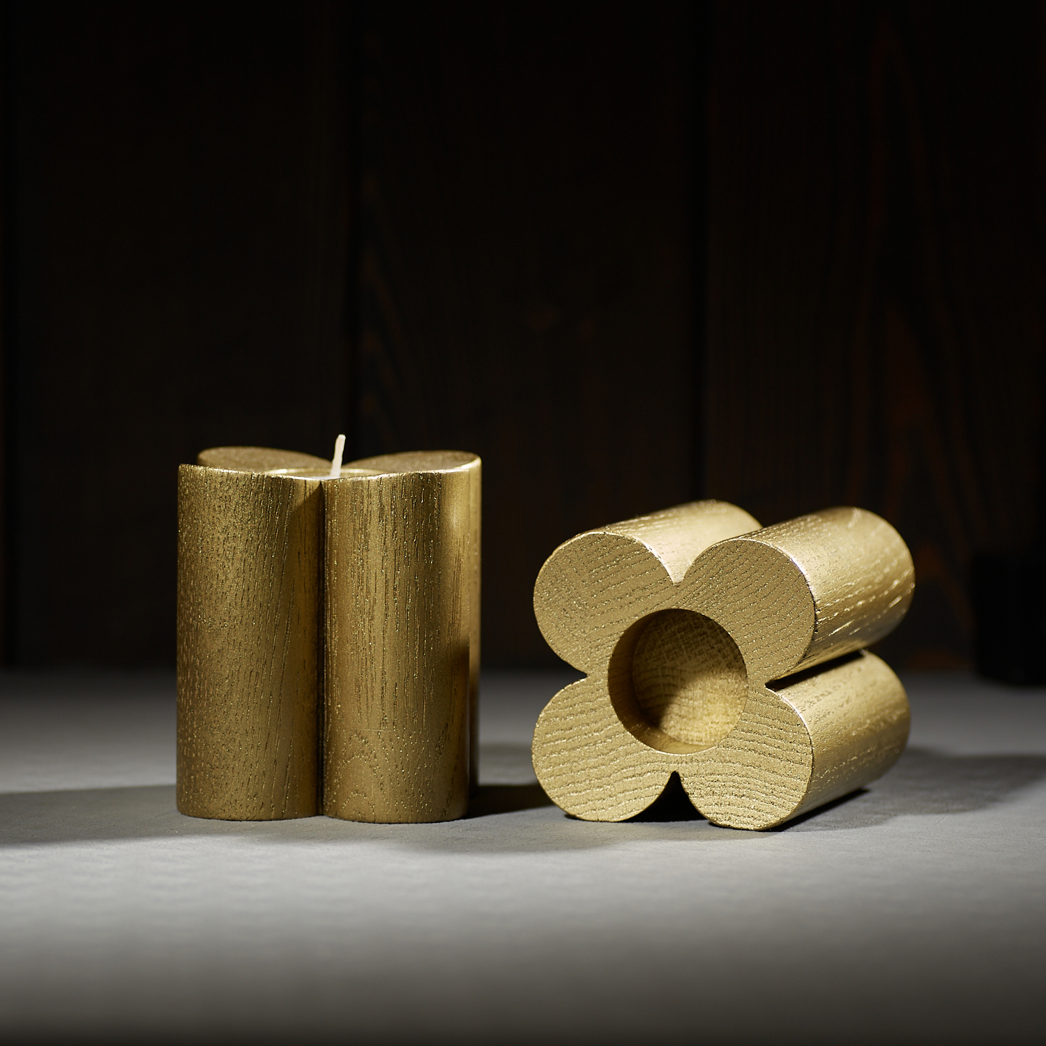 Подсвечник "Клевер" из дуба