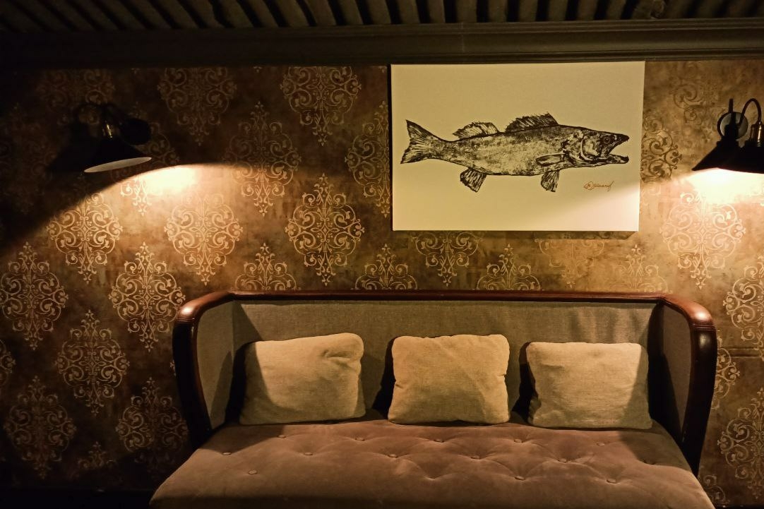 #картина на подрамнике #картина с рыбой #рыба судак #японское традиционное исскуство