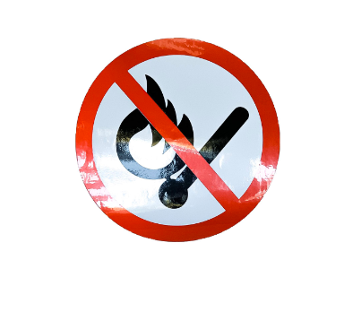 Знак Запрещается пользоваться открытым огнем