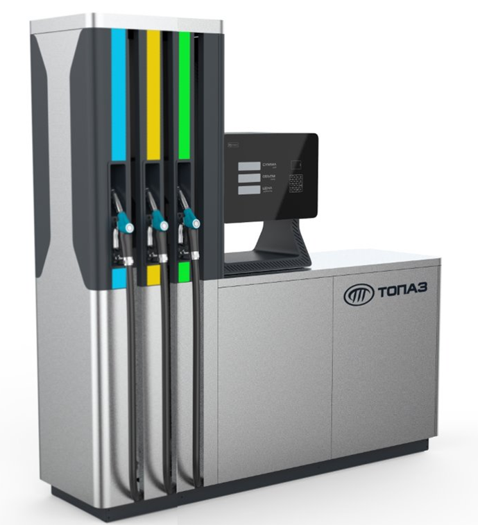 ТРК ТОПАЗ L230 6 рукавов, 3 вида топлива, напорная гидравлика, 50 л/мин, двухсторонняя ЖКИ или СДИ индикация, шланг 16 мм