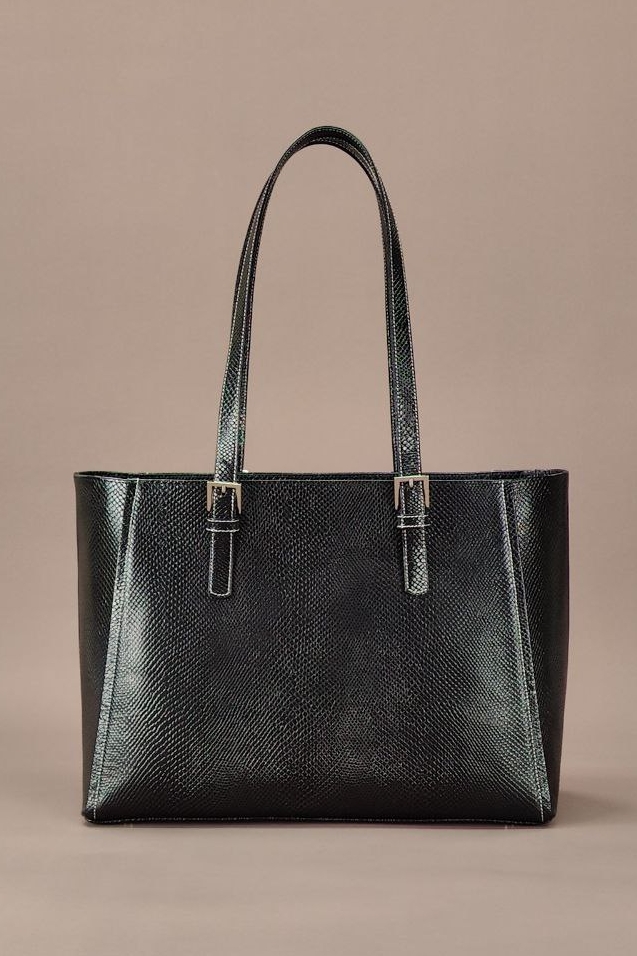 Сумка-шоппер "Linea" черная рептилия
