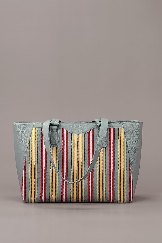 Сумка-шоппер "Prima" серая с полосками