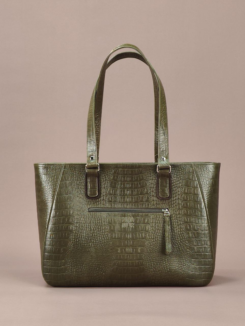 Сумка-шоппер "Prima" зеленый+т.-шоколад