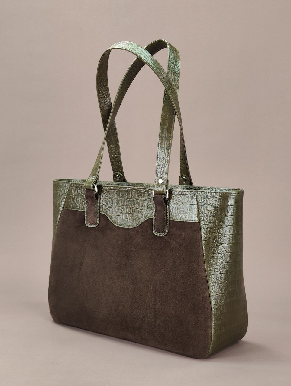 Сумка-шоппер "Prima" зеленый+т.-шоколад