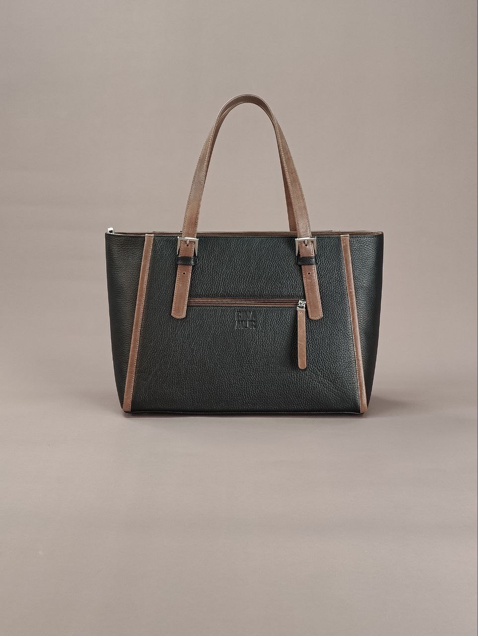 Сумка-шоппер под формат А4 "Linea midi" черный+коричневый