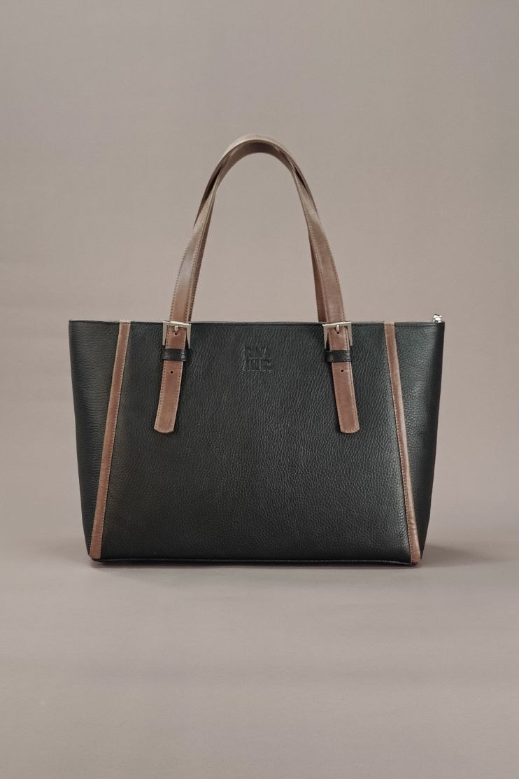 Сумка-шоппер под формат А4 "Linea midi" черный+коричневый