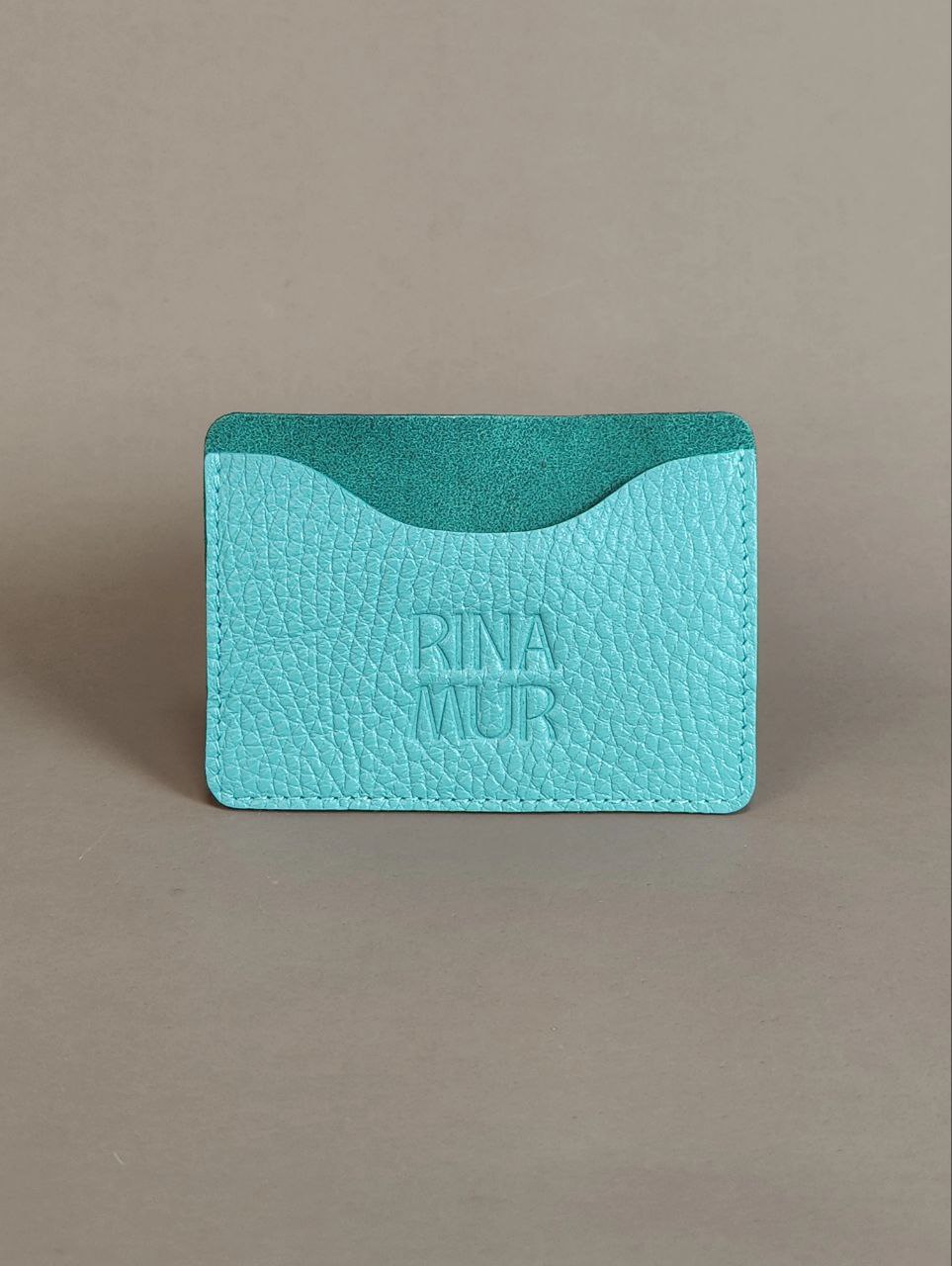 Картхолдер голубой + нубук бирюза