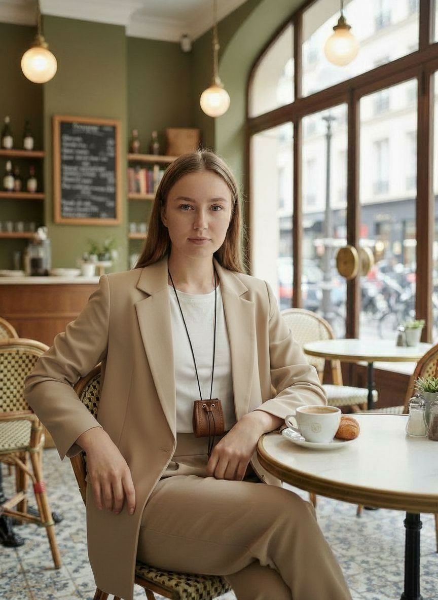 Сумочка на шею для наушников кэмел