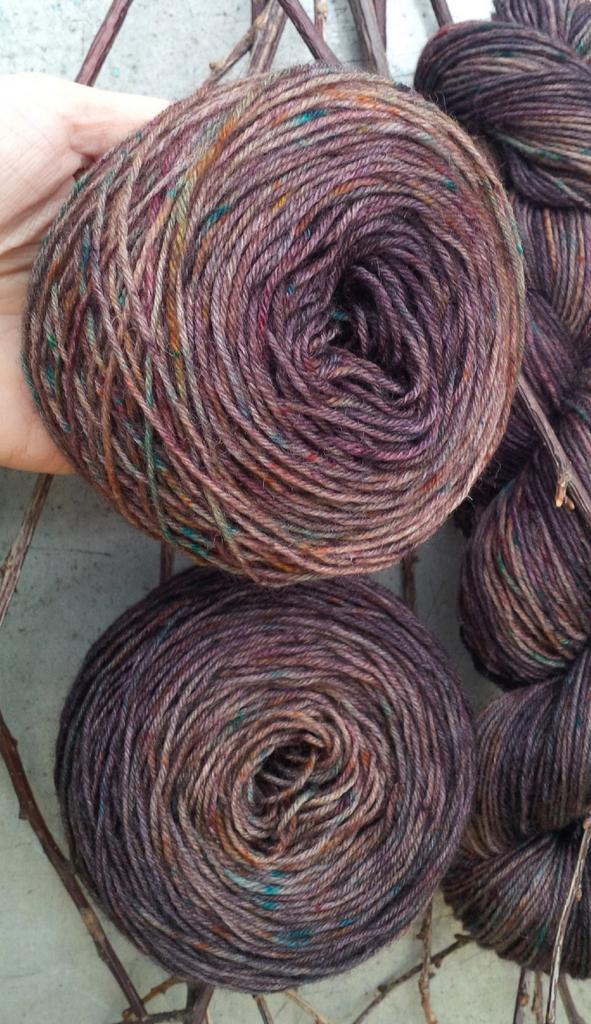 градиентный носочный крапчатый  набор  на  базе на  базе  Super wool sock "Рождественский кофе"   420 м/100гр