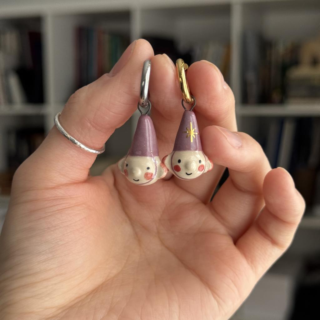 моносерьга гномик приглушенный фиолетовый