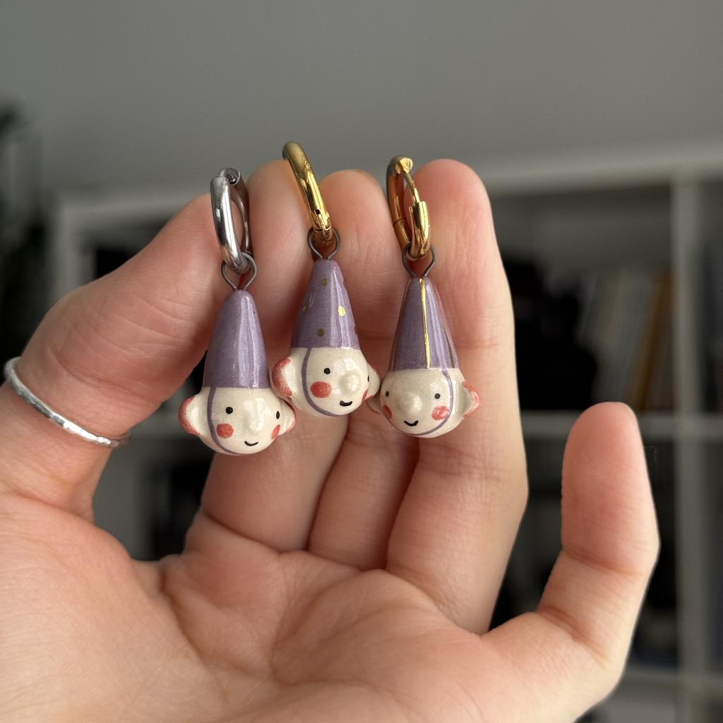 моносерьга гномик приглушенный сиреневый