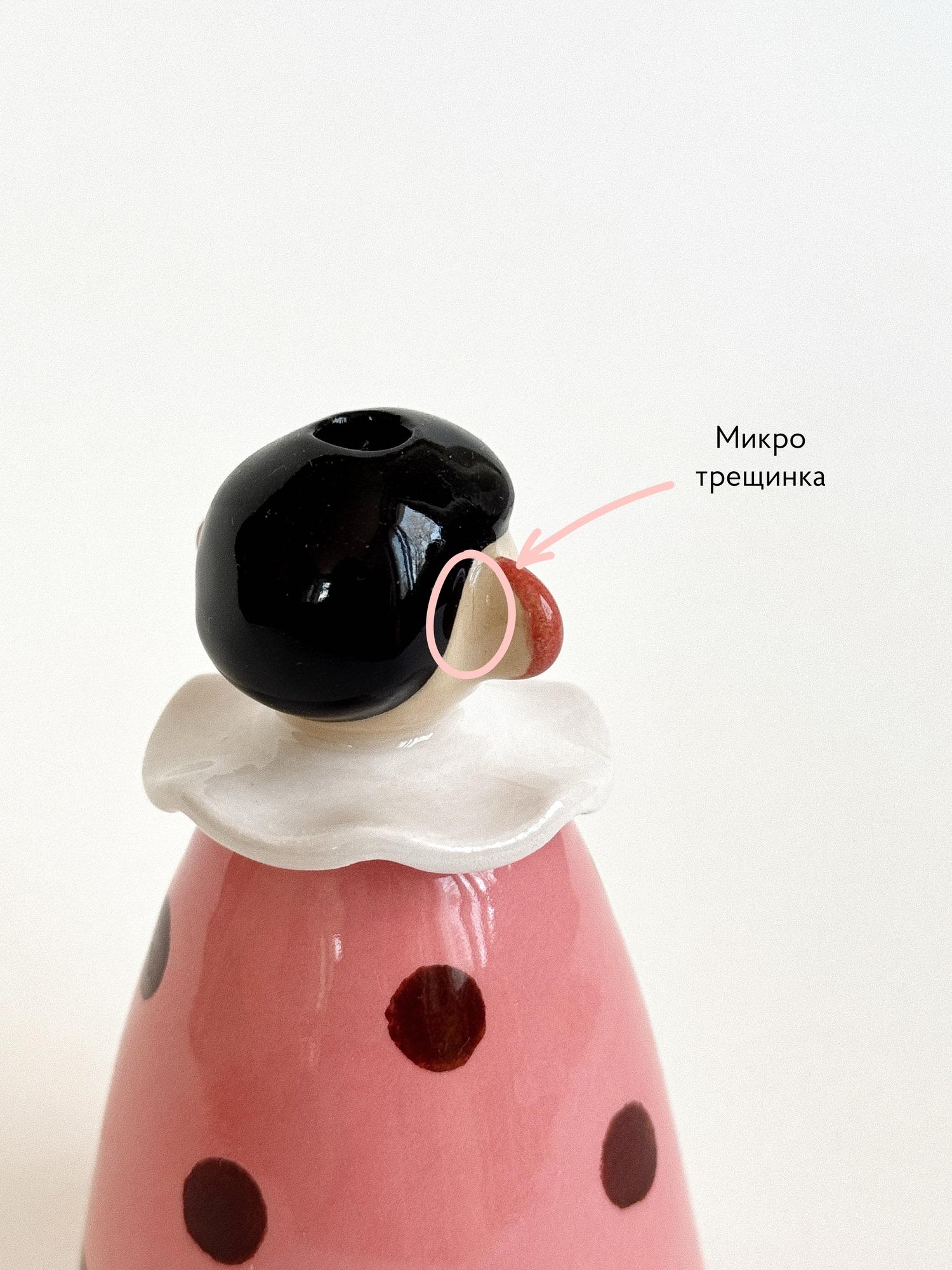 Подсвечник "Леди" в горошек розовая