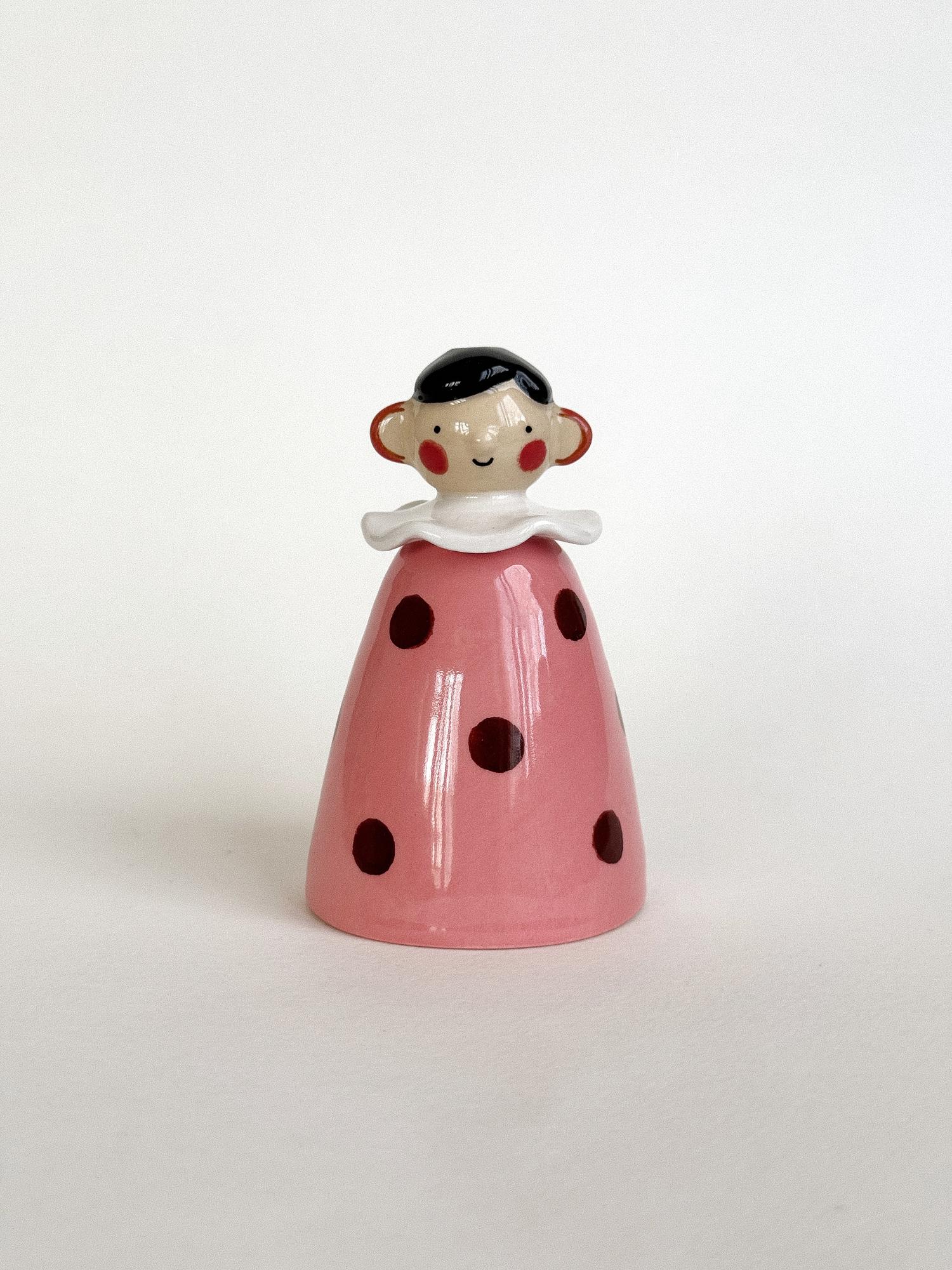 Подсвечник "Леди" в горошек розовая