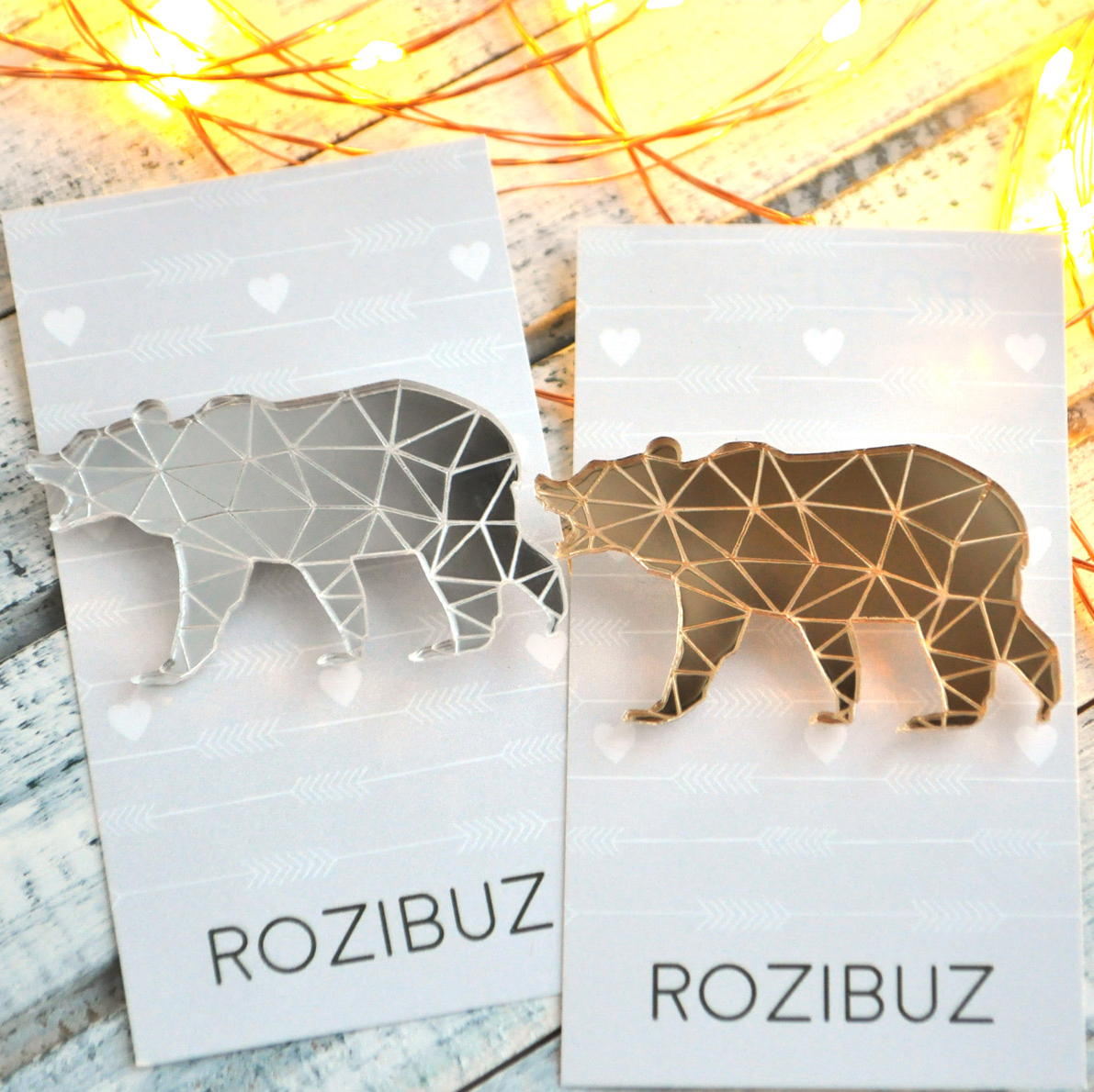 Медведь - зеркальная брошь