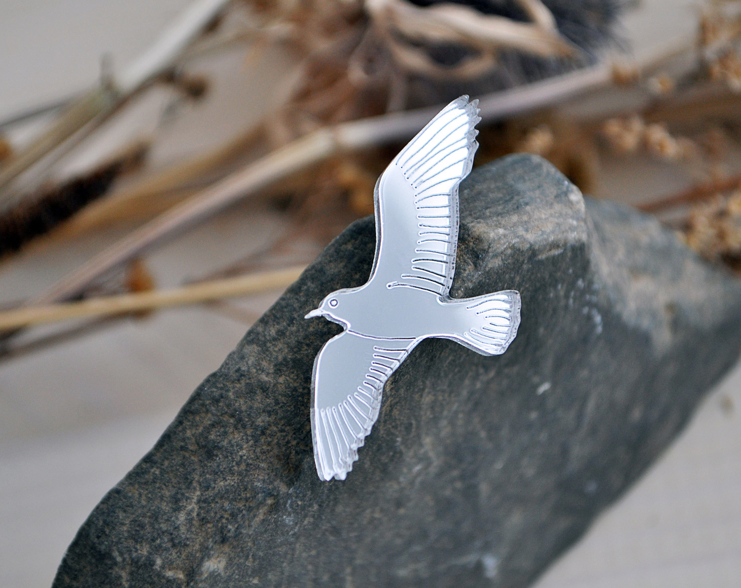 Чайка - зеркальная брошь