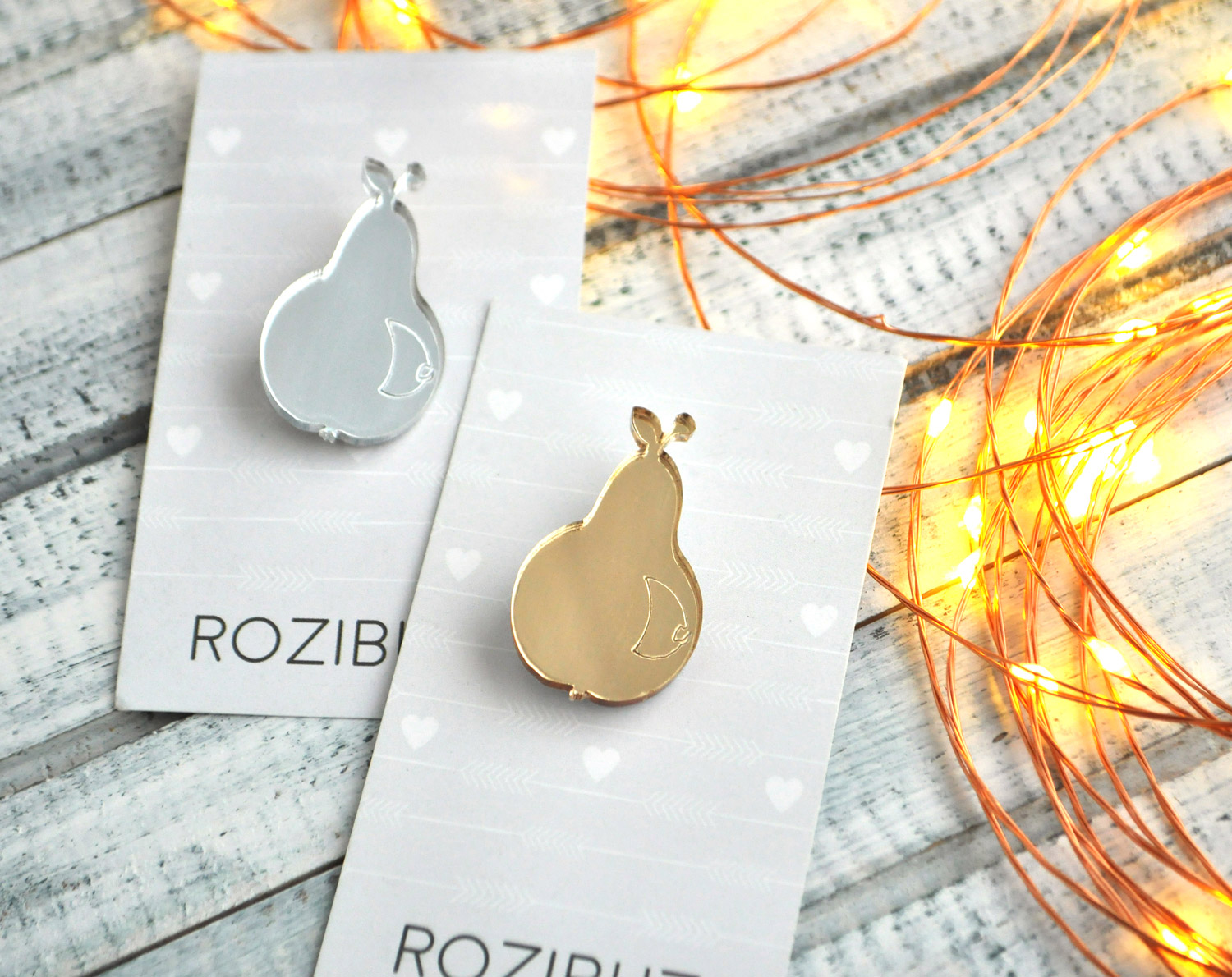 груша - зеркальная брошь