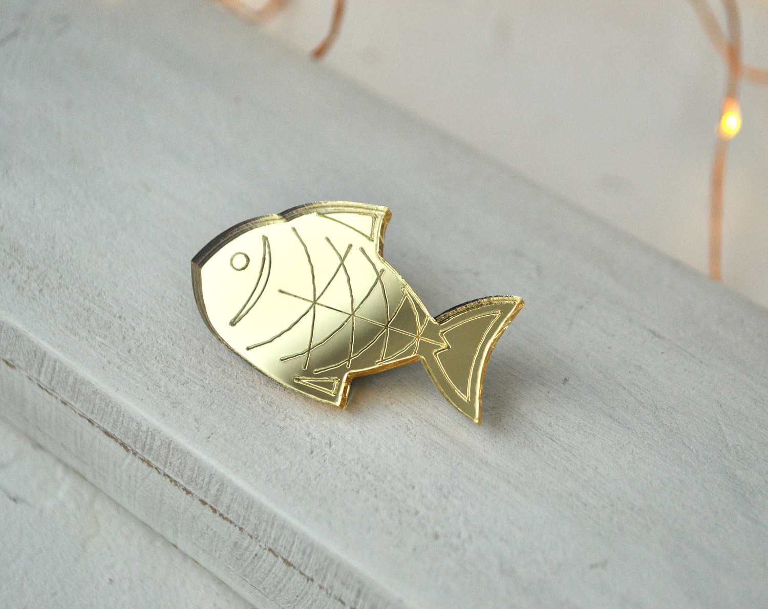 Зеркальная рыбка - зеркальная брошь