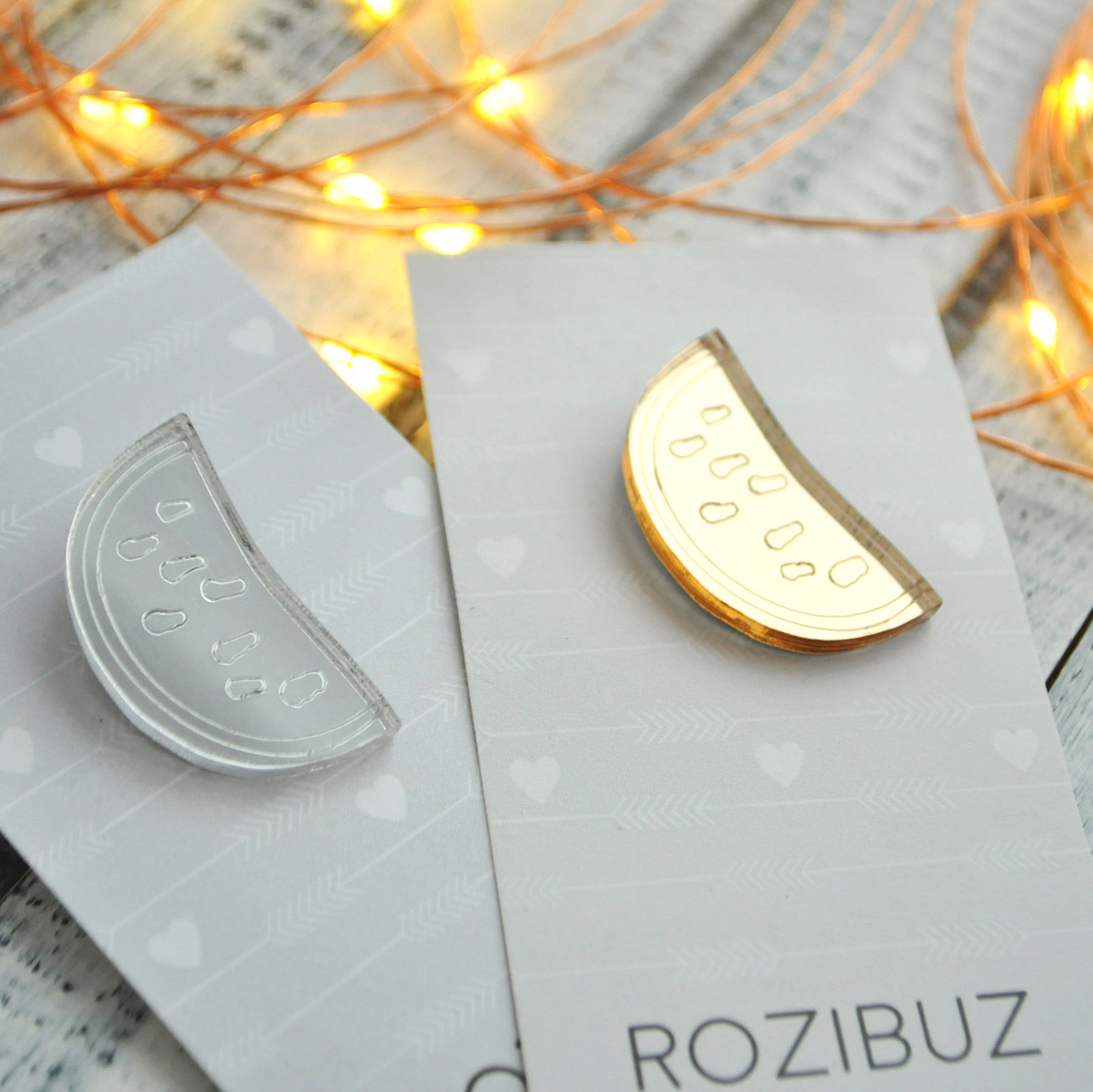 Зеркальный арбуз - зеркальная брошь