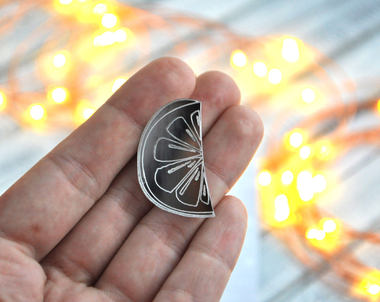 Зеркальный цитрус - зеркальная брошь