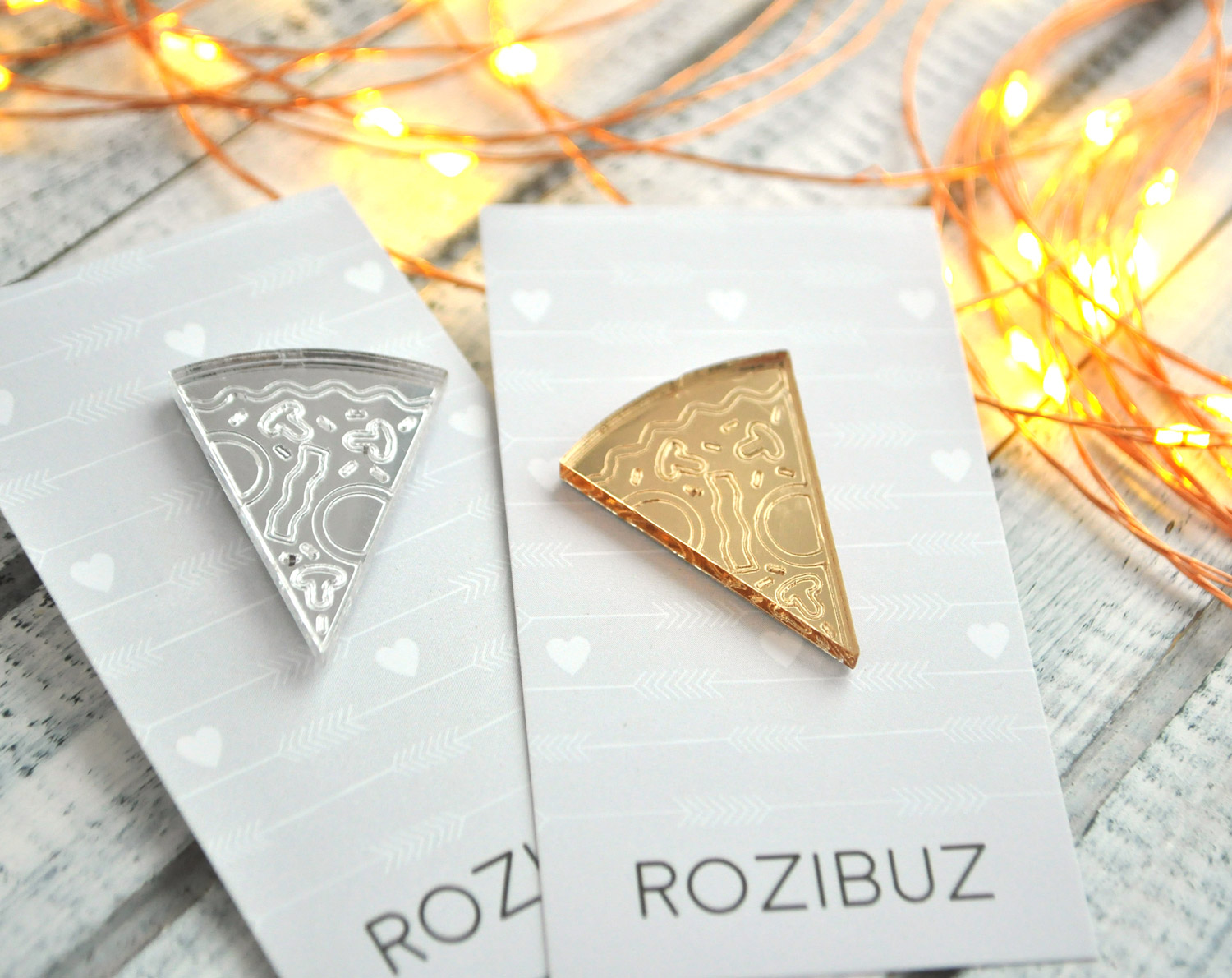 Зеркальная пицца - зеркальная брошь