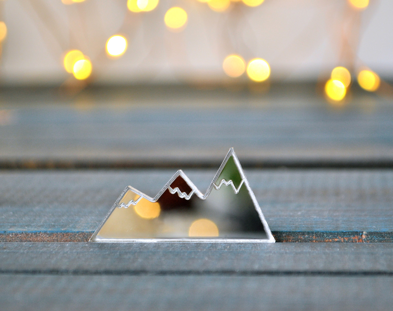 Горы зеркальные - зеркальная брошь