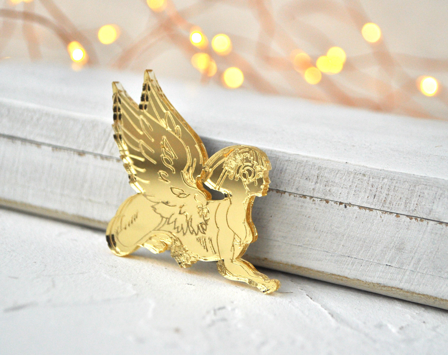 Сфинкс - зеркальная брошь