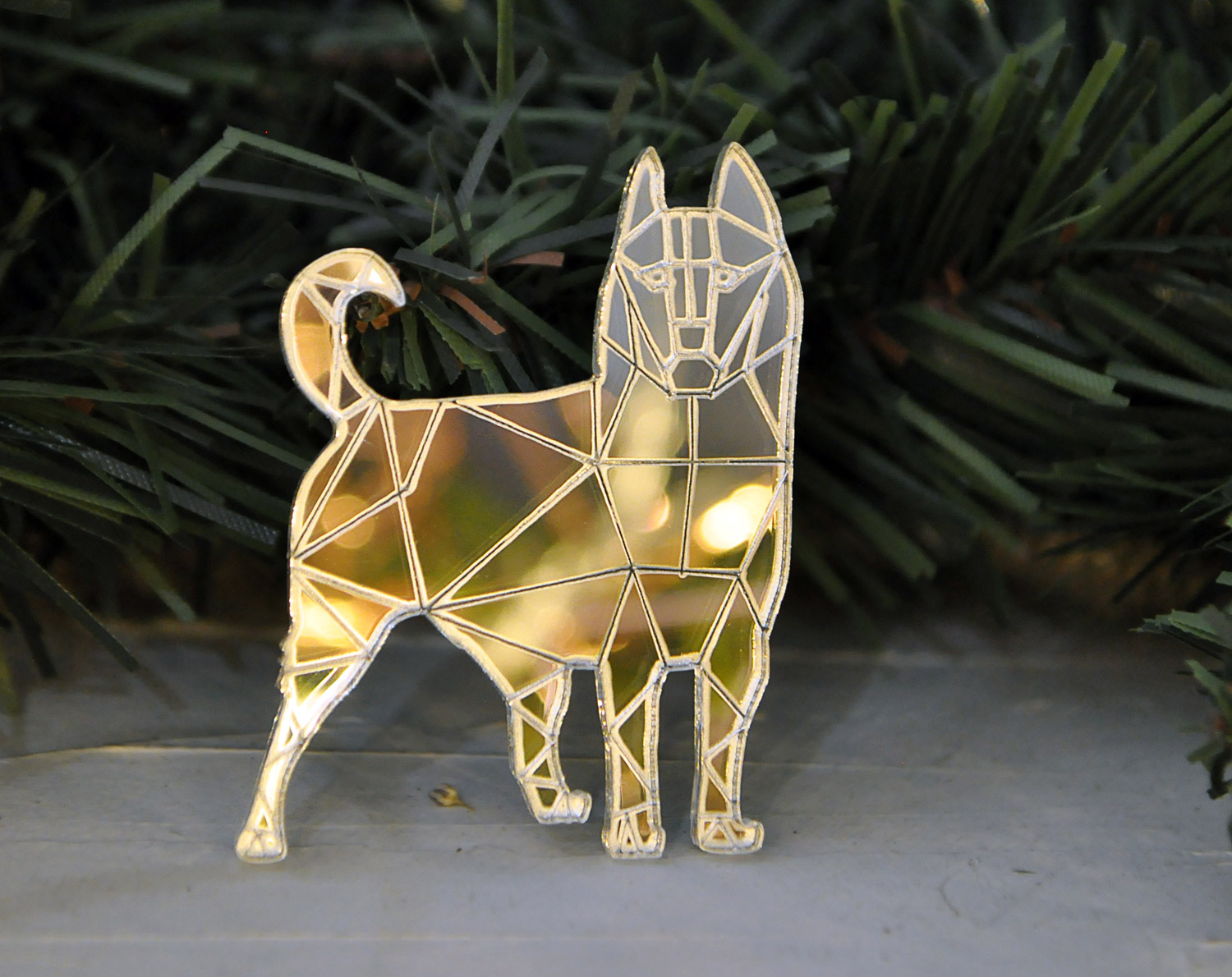 Сибирский хаски - зеркальная брошь