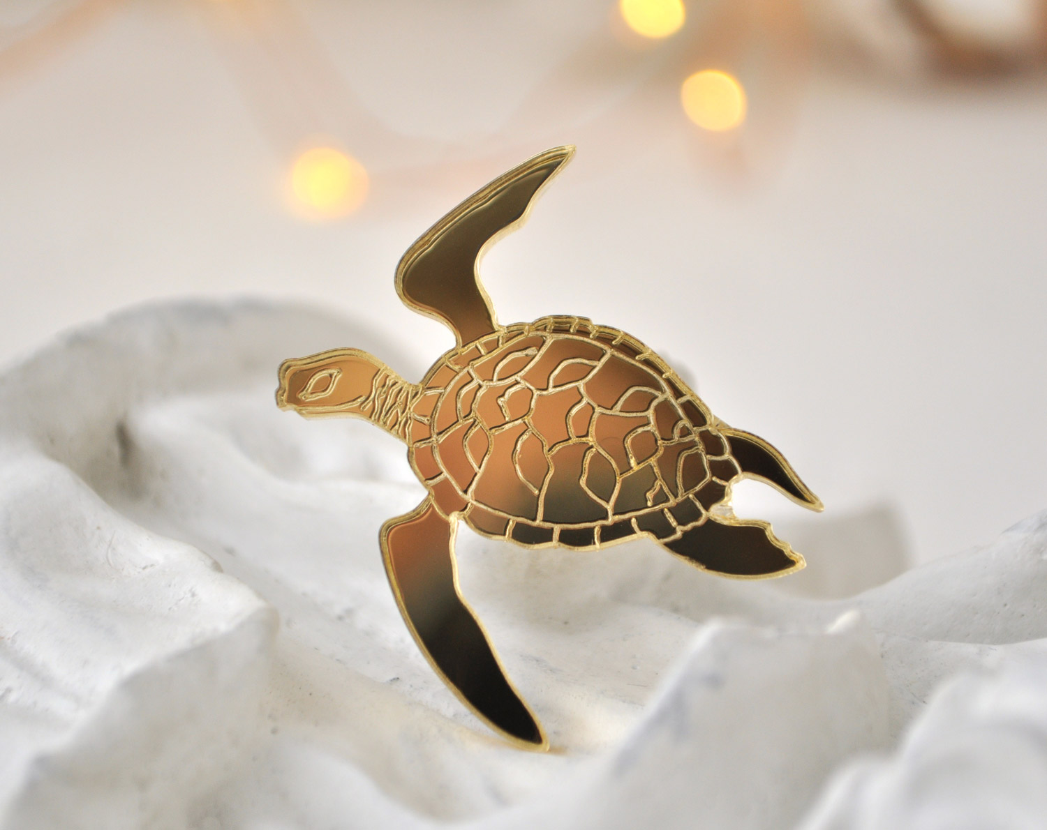 Морская черепашка - зеркальная брошь