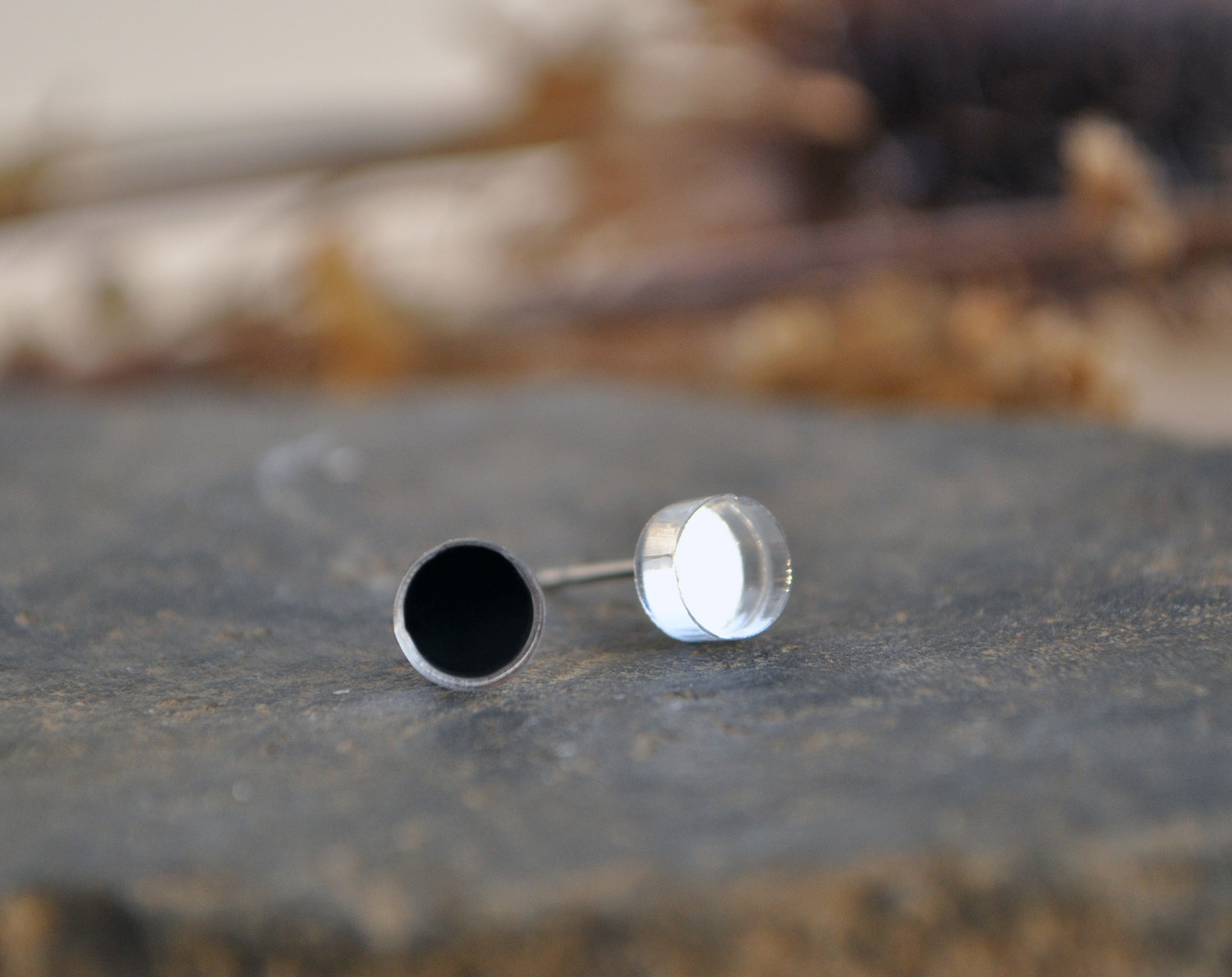 Зеркальные круги маленькие - серьги-гвоздики зеркальные