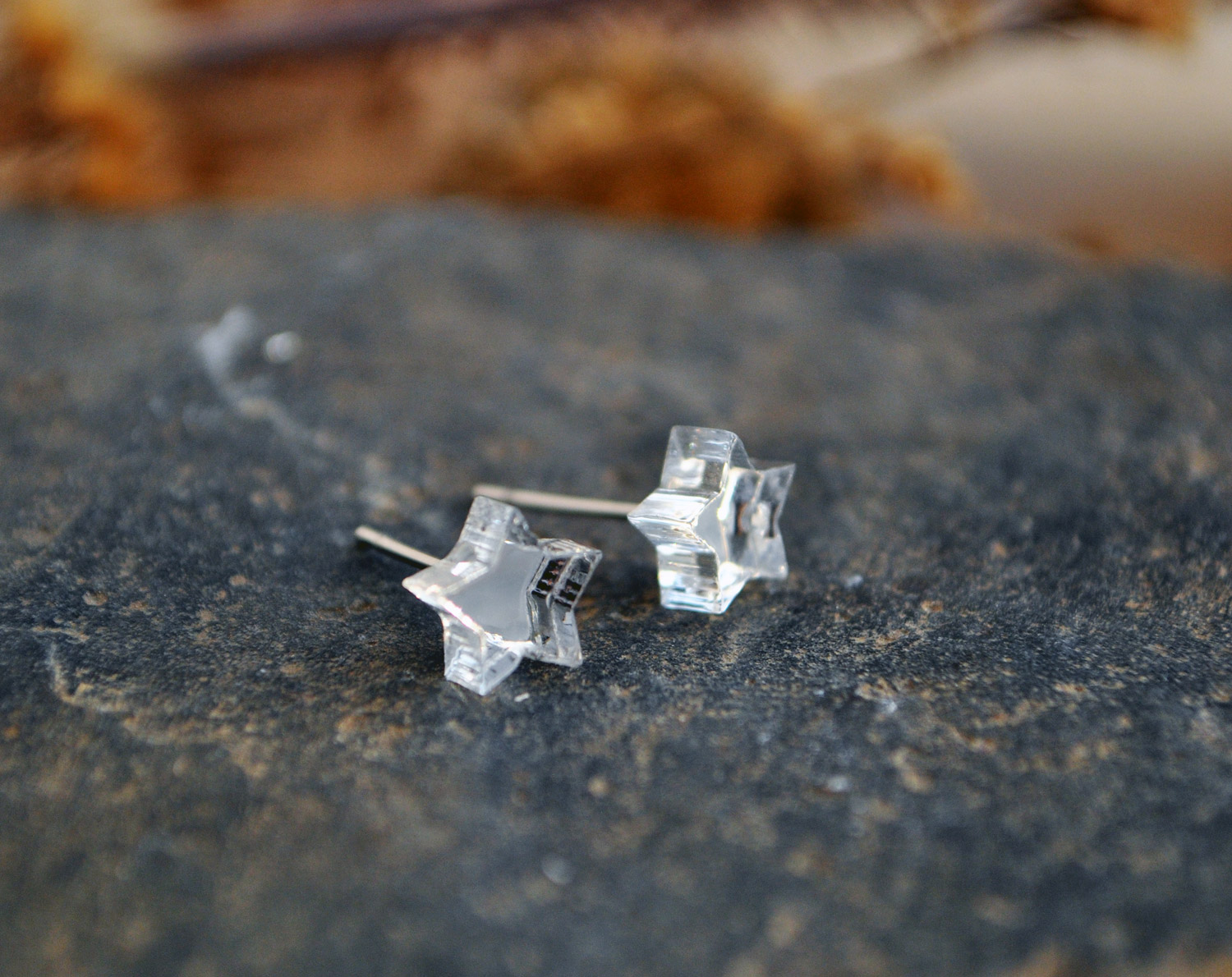 Зеркальные звездочки маленькие - серьги-гвоздики зеркальные