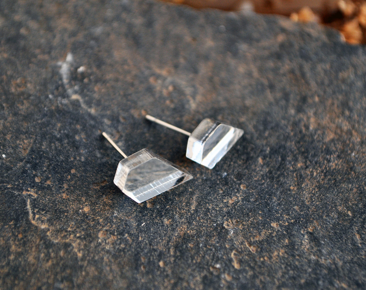 Зеркальные кристаллы - серьги-гвоздики зеркальные