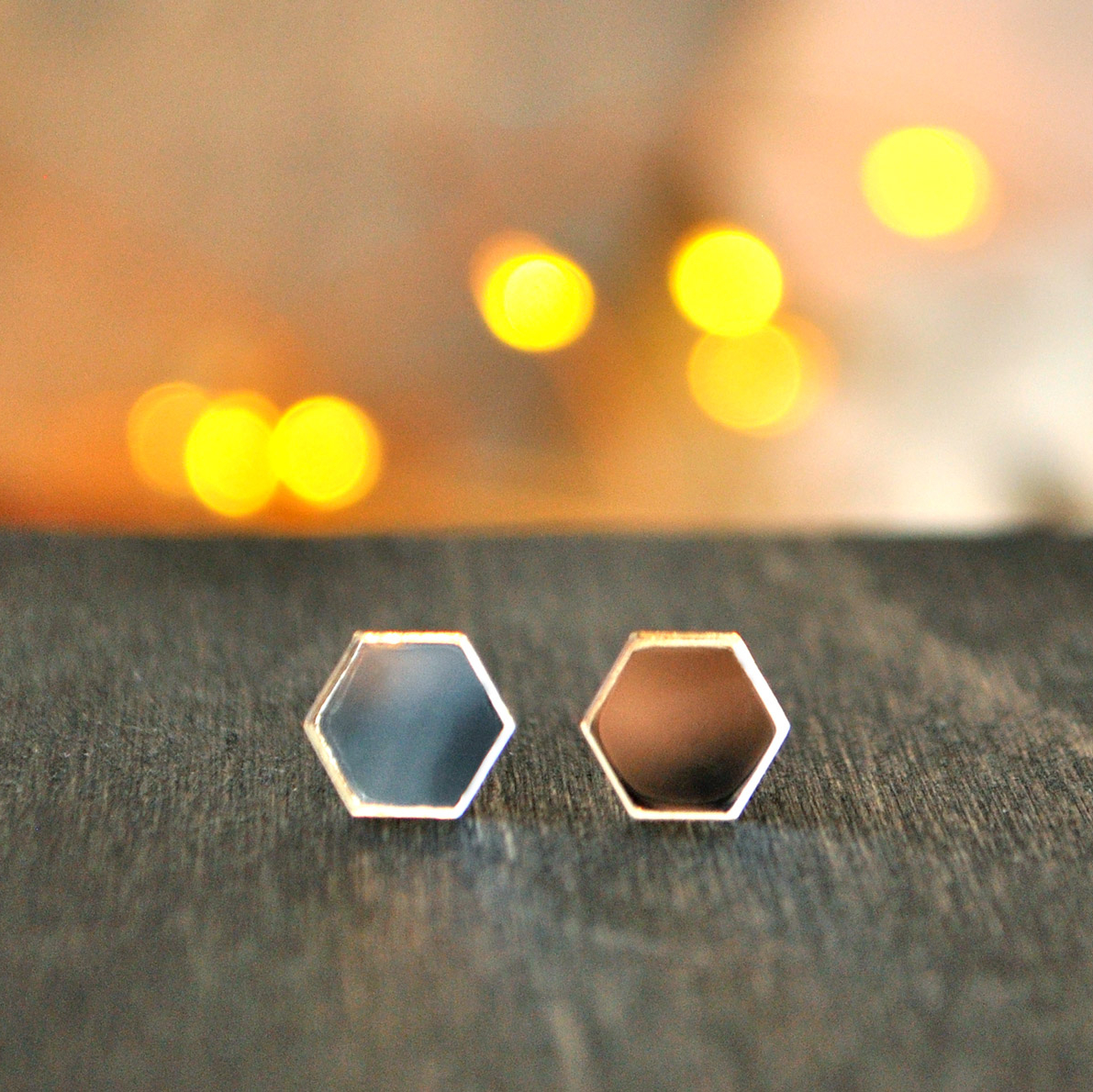 Зеркальные шестиугольники - серьги-гвоздики зеркальные